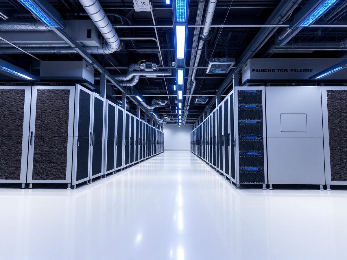 Corredor de data center com climatização de precisão